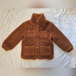Crewcuts Girls Sherpa Button Down Jacket- Brown/Camel- XS (4/5)